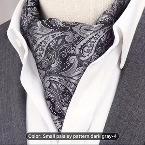 Elegant Black &Gray Paisley Men's Ascot Cravat
